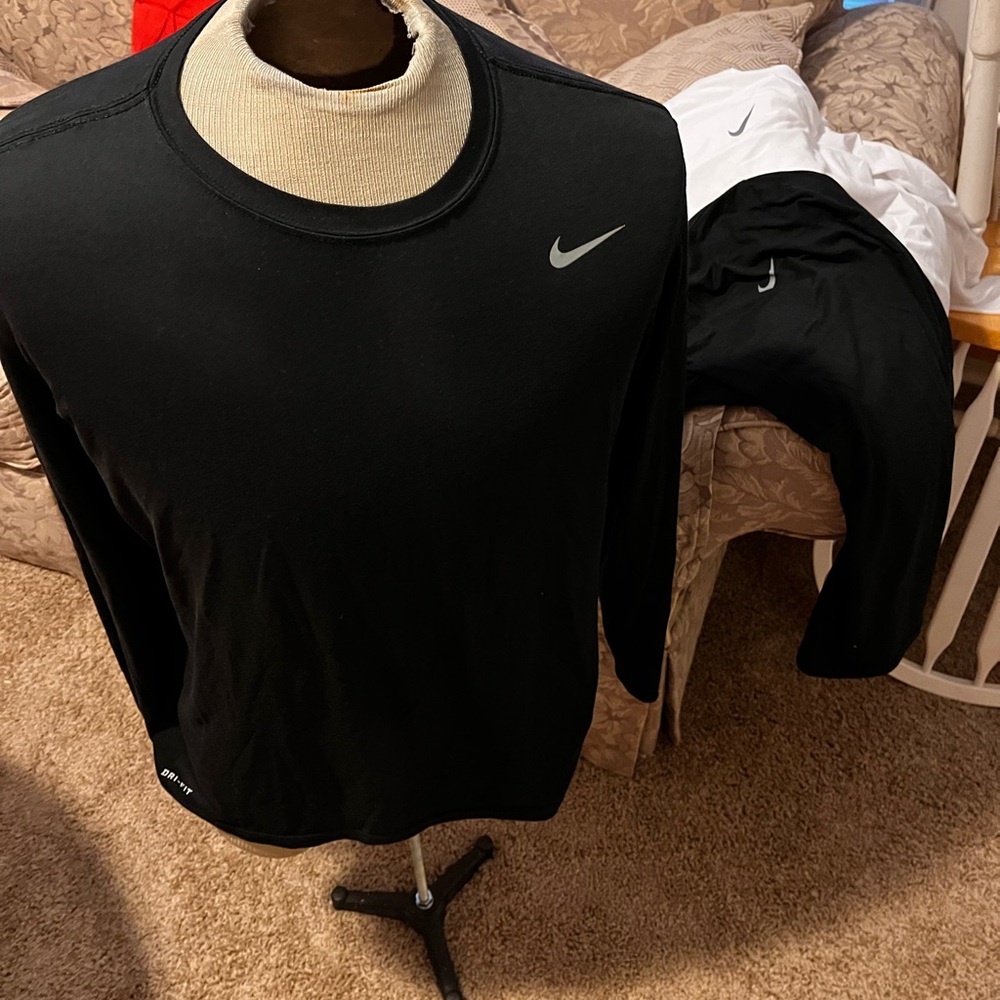 Nike Dri-Fit Ultra Thin Men’s XL long sleeve tops. Black(2), White, & Gray.